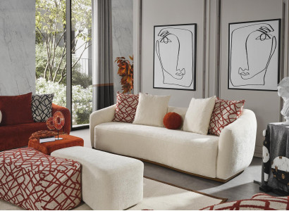Four Seater Sofa 4 Seater Sofas Modern Design Fabric Polyester White new